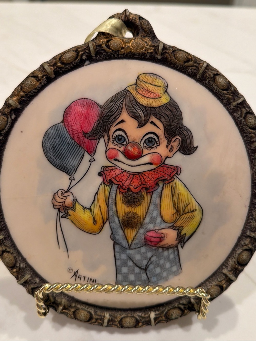 Artini Clown 4D Plaque Sculptured Engravings Hand Painted & Numbered RARE